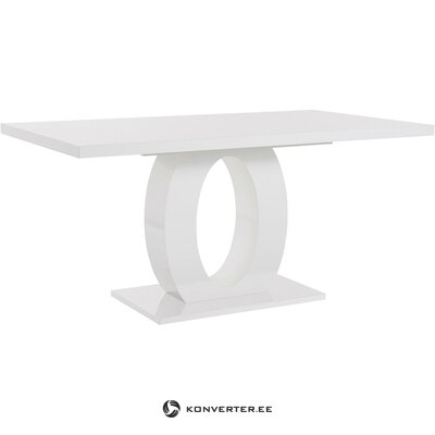 Leveä valkoinen kiiltävä ruokapöytä (160x90)