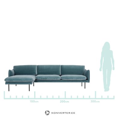 Blue velvet corner sofa (moby)